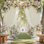 20ft x 8ft Wrinkle Free Ivory Backdrop Curtain for Parties, 4 Panels 5x8ft Silky Polyester Ivory Wedding, alternate view 2