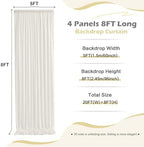 20ft x 8ft Wrinkle Free Ivory Backdrop Curtain for Parties, 4 Panels 5x8ft Silky Polyester Ivory Wedding, alternate view 5