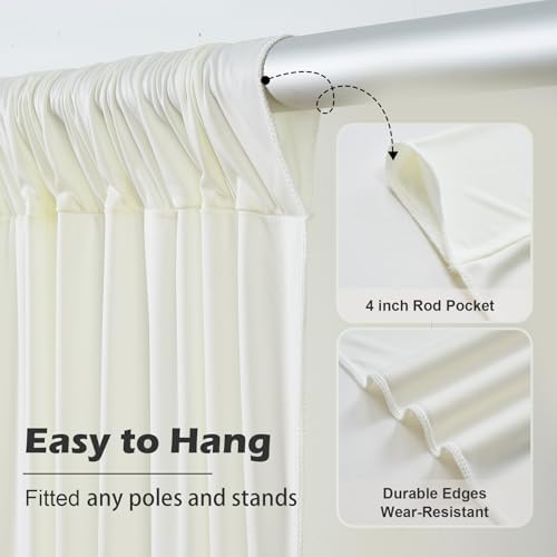 20ft x 8ft Wrinkle Free Ivory Backdrop Curtain for Parties, 4 Panels 5x8ft Silky Polyester Ivory Wedding, alternate view 6