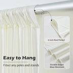 20ft x 8ft Wrinkle Free Ivory Backdrop Curtain for Parties, 4 Panels 5x8ft Silky Polyester Ivory Wedding, alternate view 6