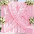 20ft x 8ft Wrinkle Free Pink Backdrop Curtain for Parties, 4 Panels 5×8ft Silky Polyester Light Pink Photo