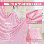 20ft x 8ft Wrinkle Free Pink Backdrop Curtain for Parties, 4 Panels 5×8ft Silky Polyester Light Pink Photo, alternate view 4
