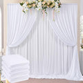 20ft x 8ft Wrinkle Free White Backdrop Curtains for Parties, 4 Panels Thick Polyester Photo Backdrop Drapes for