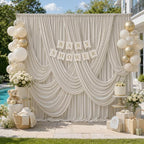 20ftx10ft Beige Backdrop Curtain for Parties, Thick Wrinkle Resistant 4 Panels 10 ft Long Polyester Wedding, alternate view 3
