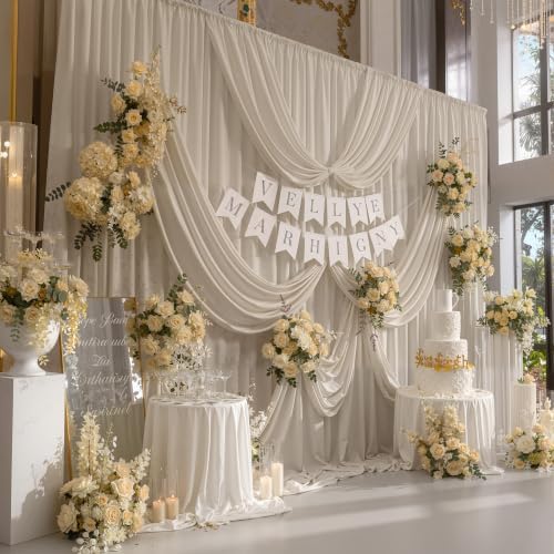 20ftx10ft Beige Backdrop Curtain for Parties, Thick Wrinkle Resistant 4 Panels 10 ft Long Polyester Wedding, alternate view 6
