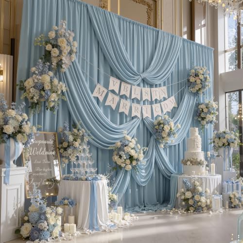 20ftx10ft Dusty Blue Backdrop Curtain Panels for Parties, 4 Panels Thick Wrinkle Resistant 10 ft Long Polyester, alternate