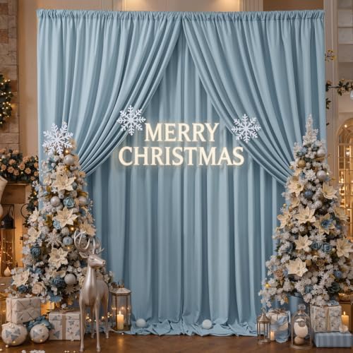 20ftx10ft Dusty Blue Backdrop Curtain Panels for Parties, 4 Panels Thick Wrinkle Resistant 10 ft Long Polyester, alternate