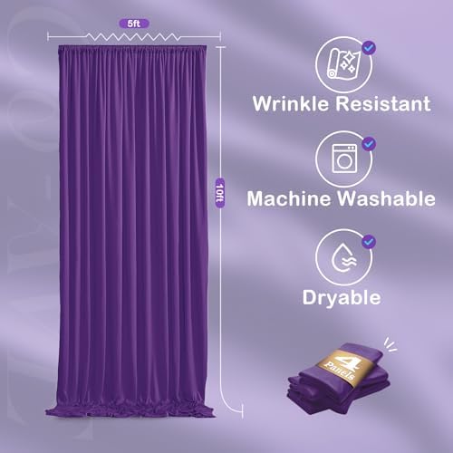 20ftx10ft Purple Backdrop Curtains for Party Background, Wrinkle Free Purple Photo Curtains Backdrop Drapes 4, alternate view
