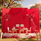 20ftx10ft Red Backdrop Curtains for Parties, Wrinkle Free 4 Panels Silky Polyester Photo Backdrop Drapes Back