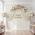 20ftx10ft Wrinkle Free Beige Backdrop Curtains for Parties, Silky Polyester Photo Backdrop Drapes 4 Panels