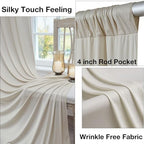 20ftx10ft Wrinkle Free Beige Backdrop Curtains for Parties, Silky Polyester Photo Backdrop Drapes 4 Panels, alternate view 2