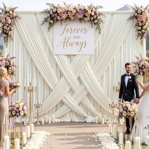 20ftx10ft Wrinkle Free Beige Backdrop Curtains for Parties, Silky Polyester Photo Backdrop Drapes 4 Panels, alternate view 5