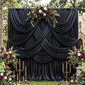 20ftx10ft Wrinkle Free Black Backdrop Curtain for Parties, 4 Panels 5x10ft Silky Polyester Photo Backdrop Drapes
