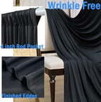 20ftx10ft Wrinkle Free Black Backdrop Curtain for Parties, 4 Panels 5x10ft Silky Polyester Photo Backdrop Drapes, alternate