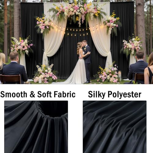 20ftx10ft Wrinkle Free Black Backdrop Curtain for Parties, 4 Panels 5x10ft Silky Polyester Photo Backdrop Drapes, alternate