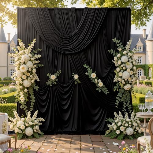 20ftx10ft Wrinkle Free Black Backdrop Curtain for Parties, 4 Panels 5x10ft Silky Polyester Photo Backdrop Drapes, alternate