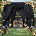 20ftx10ft Wrinkle Free Black Backdrop Curtain for Parties, 4 Panels 5x10ft Silky Polyester Photo Backdrop Drapes, alternate