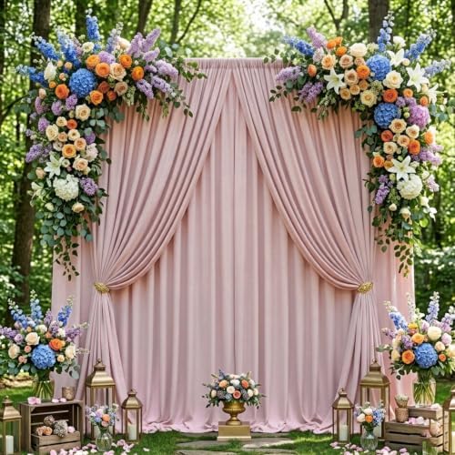 20ftx10ft Wrinkle Free Dusty Pink Backdrop Curtains for Parties, Silky Polyester Photo Backdrop Drapes 4 Panels, alternate