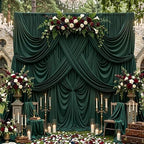 20ftx10ft Wrinkle Free Hunter Green Backdrop Curtains for Party Background, 4 Panels Silky Fabric Green Photo, alternate view