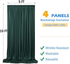 20ftx10ft Wrinkle Free Hunter Green Backdrop Curtains for Party Background, 4 Panels Silky Fabric Green Photo, alternate view