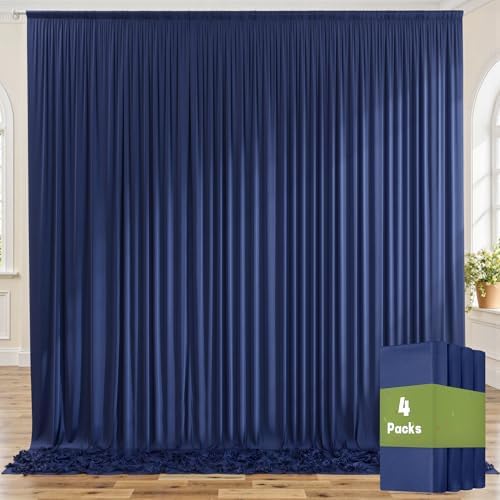 20ftx10ft Wrinkle Free Navy Blue Backdrop Curtains for Parties, 4 Panels 5x10ft Silky Polyester Photo Backdrop