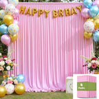 20ftx10ft Wrinkle Free Pink Backdrop Curtain for Parties, 4 Panels Silky Polyester Photo Backdrop Drapes Back, alternate view