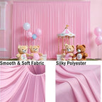 20ftx10ft Wrinkle Free Pink Backdrop Curtain for Parties, 4 Panels Silky Polyester Photo Backdrop Drapes Back, alternate view
