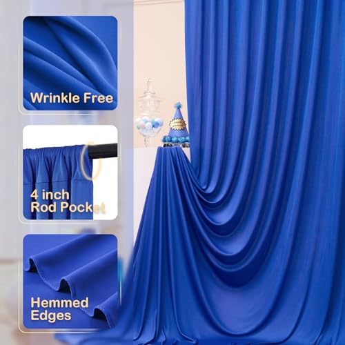 20ftx10ft Wrinkle Free Royal Blue Backdrop Curtains for Parties, 4 Panels Silky Polyester Photo Backdrop Drapes, alternate