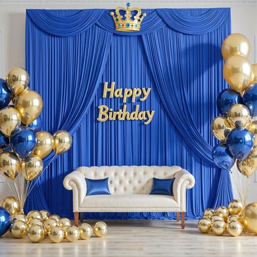 20ftx10ft Wrinkle Free Royal Blue Backdrop Curtains for Parties, 4 Panels Silky Polyester Photo Backdrop Drapes, alternate