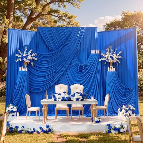 20ftx10ft Wrinkle Free Royal Blue Backdrop Curtains for Parties, 4 Panels Silky Polyester Photo Backdrop Drapes, alternate