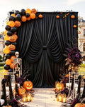 20ftx12ft Black Backdrop Curtain for Wedding & All Halloween Parties in W5' x H12'(4 panels) in Black