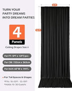 20ftx12ft Black Backdrop Curtain for Wedding & All Halloween Parties in W5' x H12'(4 panels) in Black, alternate view 4