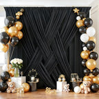20ftx12ft Black Backdrop Curtain Panels for Parties, 4 Panels Thick Wrinkle Resistant 12 ft Long Polyester