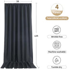 20ftx12ft Black Backdrop Curtain Panels for Parties, 4 Panels Thick Wrinkle Resistant 12 ft Long Polyester, alternate view 3