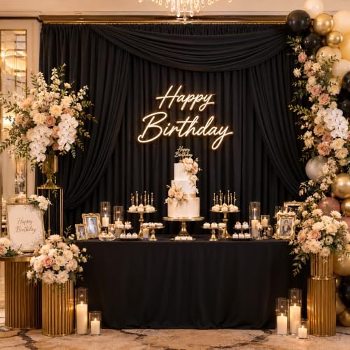 20ftx12ft Black Backdrop Curtain Panels for Parties, 4 Panels Thick Wrinkle Resistant 12 ft Long Polyester, alternate view 5