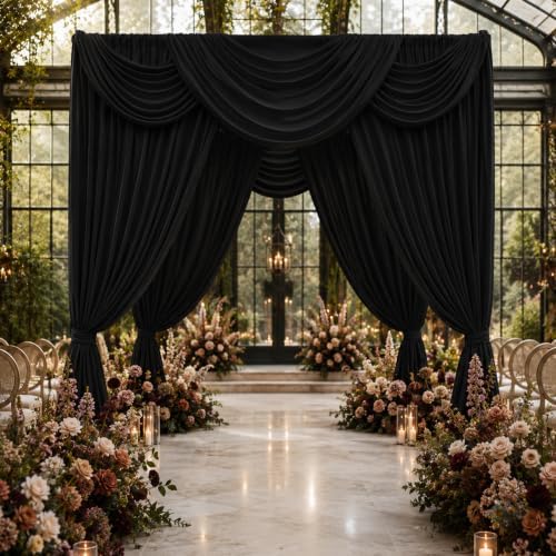 20ftx12ft Black Backdrop Curtain Panels for Parties, 4 Panels Thick Wrinkle Resistant 12 ft Long Polyester, alternate view 7