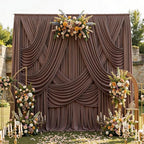 20ftx12ft Brown Backdrop Curtains for Parties, Wrinkle Free Polyester Brown Photo Backdrop Drapes 4 Panels 12 ft