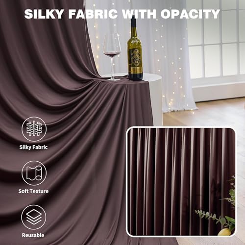 20ftx12ft Brown Backdrop Curtains for Parties, Wrinkle Free Polyester Brown Photo Backdrop Drapes 4 Panels 12 ft, alternate