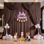 20ftx12ft Brown Backdrop Curtains for Parties, Wrinkle Free Polyester Brown Photo Backdrop Drapes 4 Panels 12 ft, alternate