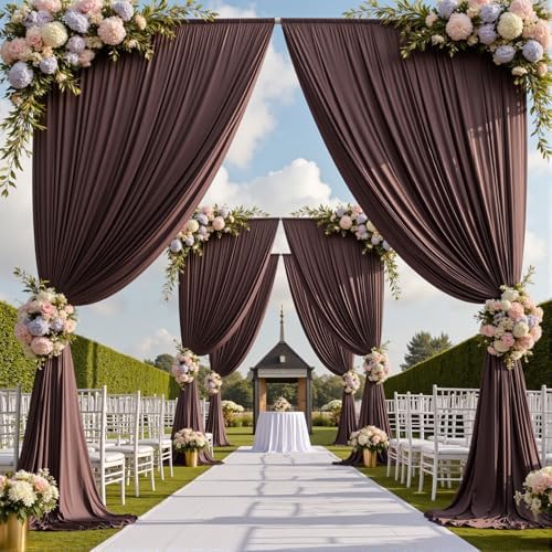20ftx12ft Brown Backdrop Curtains for Parties, Wrinkle Free Polyester Brown Photo Backdrop Drapes 4 Panels 12 ft, alternate