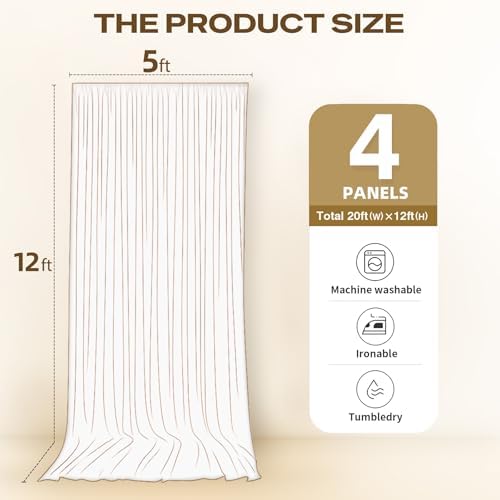 20ftx12ft Brown Backdrop Curtains for Parties, Wrinkle Free Polyester Brown Photo Backdrop Drapes 4 Panels 12 ft, alternate