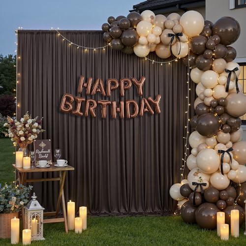 20FTx12FT Brown Backdrop Curtains for Weddings, Birthdays and Photography in W5' x H12'(4 panels) in Brown, alternate view 2