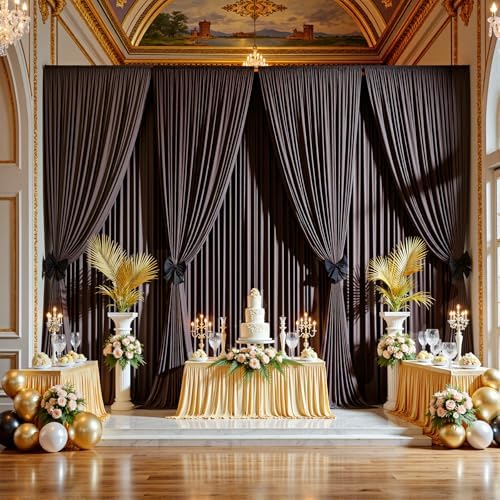 20FTx12FT Brown Backdrop Curtains for Weddings, Birthdays and Photography in W5' x H12'(4 panels) in Brown, alternate view 3
