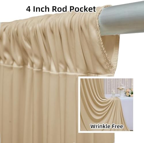 20FTx12FT Champagne Backdrop Curtains for Wedding, Birthday and Photography in W5' x H12'(4 panels) in Champagne, alternate