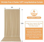 20FTx12FT Champagne Backdrop Curtains for Wedding, Birthday and Photography in W5' x H12'(4 panels) in Champagne, alternate