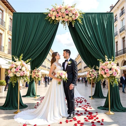 20ftx12ft Hunter Green Backdrop Curtains for Parties, Wrinkle Free Polyester Hunter Green Photo Backdrop Drapes, alternate