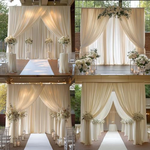 20FTx12FT Ivory Backdrop Curtains for Weddings, Birthdays and Photography in W5' x H12'(4 panels) in ivory, alternate view 4