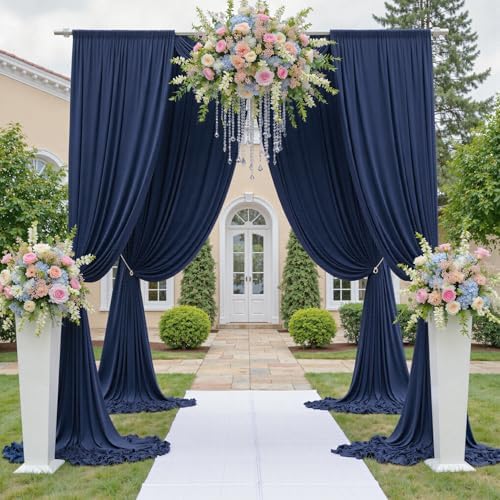 20FTx12FT Navy Blue Backdrop Curtains for Weddings, Birthdays and Labor Day in W5' x H12'(4 panels) in navy blue