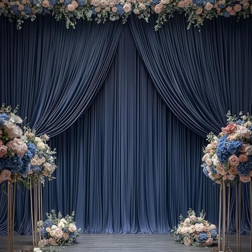 20FTx12FT Navy Blue Backdrop Curtains for Weddings, Birthdays and Labor Day in W5' x H12'(4 panels) in navy blue, alternate