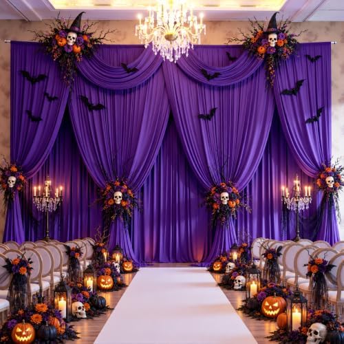 20FTx12FT Purple Backdrop Curtains for Weddings, Birthdays and Photography in W5' x H12'(4 panels) in Purple, alternate view